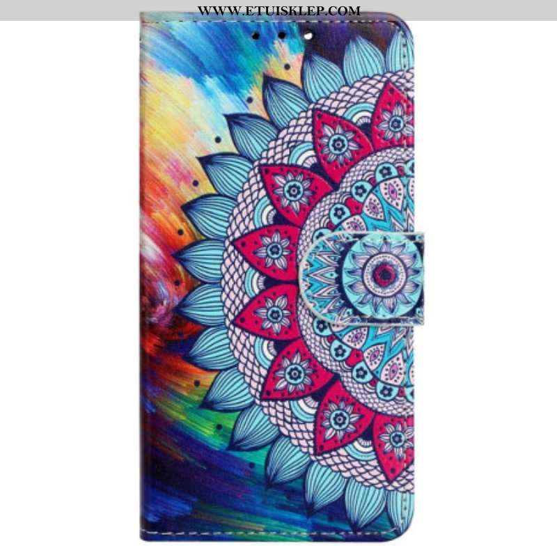 Etui Folio do iPhone 15 z Łańcuch Błyszcząca Mandala Z Paskiem